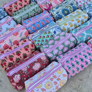 Lovely Floral Print Cosmetic Bag Zipper Closure Portable Medium Size Textile <b>Makeup</b> Case for Travel Accessory Toiletry Bag - Product Image 4