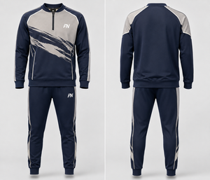 Survêtement bleu marine pour homme FN, sweat-shirt à fermeture éclair à manches longues avec imprimé color block, respirant, coupe régulière, vêtements de sport - Product Image 2