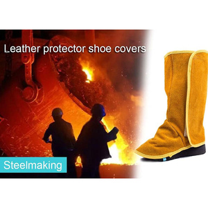 Couvre-chaussures de soudeur en cuir de vachette pleine fleur de haute qualité, résistants, ignifuges, protection des pieds pour pompiers, guêtres de soudeur - Product Image 2
