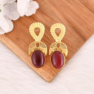 <b>Garnet</b> Hydro Gemstone Brass Gold Plated Designer <b>Earrings</b> Handmade Fashion Jewelry for Women Wholesale Lot 10 Pairs - Product Image 2
