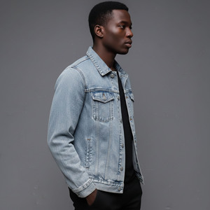 Veste en jean décontractée vintage surdimensionnée de qualité supérieure OEM, coupe classique, coupe-vent, boutonnée, délavée, pour homme, idéale pour l'hiver. - Product Image 2