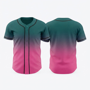 Maillot de baseball personnalisé à dégradé, unisexe, sans manches, boutonné sur le devant, séchage rapide, polyester/coton, vêtements pour adultes toutes saisons, 220g - Product Image 1
