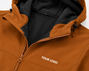 Veste softshell à capuche pour homme, résistante à l'eau, fermeture éclair, vêtements d'extérieur pour l'automne, couleur marron, coupe classique avec poches - Product Image 6