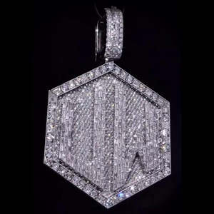 Luxury Iced Out Hexagon <b>Letter</b> Pendant with White Moissanite Hip Hop Jewellery Bling <b>Necklace</b> Ice - Product Image 4