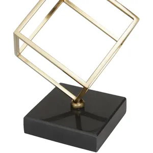 Sculpture abstraite en aluminium plaqué or, figurine de designer, accent moderne, décoration intérieure élégante, fait main, thème ferme caprine - Product Image 4