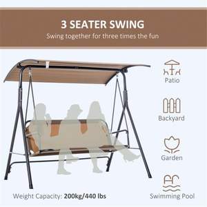 3-Person Patio <b>Swing</b> for <b>Outdoor</b> Porch Comfortable Seating for Family Gatherings - Product Image 2