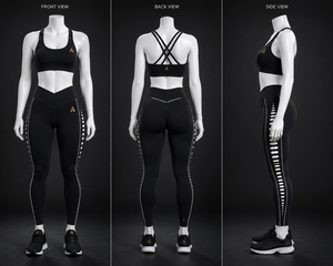 Ensemble de yoga pour femmes noires : Soutien-gorge de sport dos croisé et leggings de gym taille haute évidés – Tenue de fitness - Product Image 5