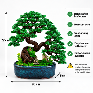 Arbre Bonsaï Artificiel Décoration de Bureau Feuilles Hautement Réalistes Plante Verte d'Intérieur en Plastique - Product Image 4