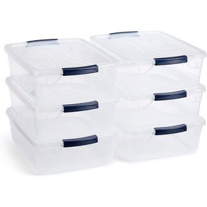 Contenitori di Plastica Trasparente da 17 Qt con Coperchi, Set da 6 Impilabili - Product Image 1