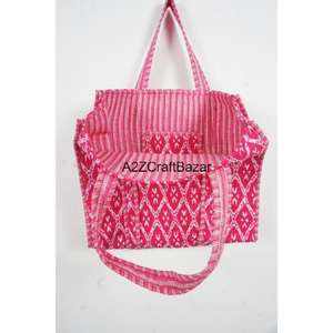 Bolso Tote Hecho a Mano en India, 100% Algodón, Rayado, con Asa Larga, para Mujer, Ecológico, Estilo Boho, Bolso Grande para la Playa o Fiestas - Product Image 6