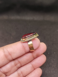 แหวนทองเหลืองประดับเฮสโซไนต์การ์เนต ขายส่ง เครื่องประดับพลอยทำมือสำหรับผู้หญิง - Product Image 6