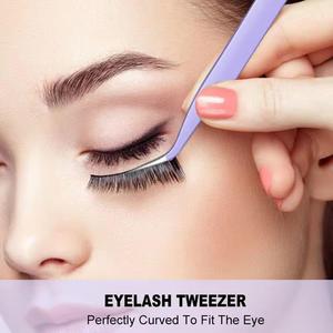 Precision Eyelash Tweezers Stainless Steel <b>Smooth</b> Tip Pink Purple Black Professional Makeup <b>Tool</b> - Product Image 6