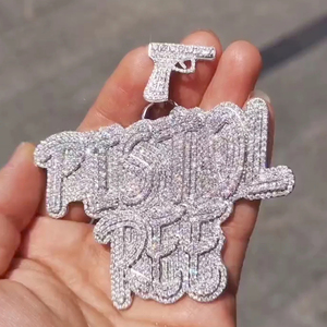 Colgante de Moissanita Blingbling Hiphop de Plata Esterlina 925, Colgante Personalizado con Letra/Nombre, Colgante de Moissanita Personalizado Iced Out - Product Image 3