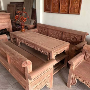 Ensemble de canapés traditionnels en bois massif Huong, sculptés à la main, pour villa, hôtel, salon, Vietnam - Product Image 1