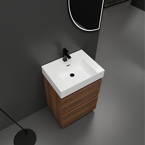 Mobili bagno moderni da 24 pollici a libera installazione con lavabo singolo sottolavello e doppio cassetto per bagni di piccole dimensioni - Product Image 2
