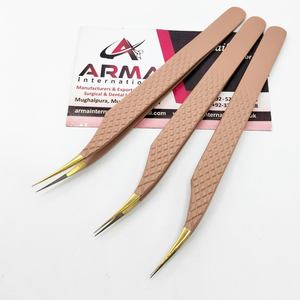 Pinzas de Acero Inoxidable para Extensión de Pestañas, Profesionales, Multiusos, con Punta Dorada de Precisión, Antimagnéticas, con Mango Cómodo - Product Image 4