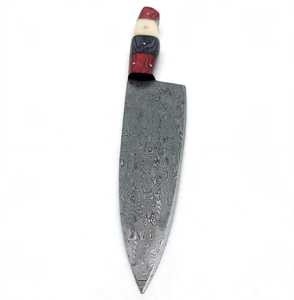 Couteau de chef artisanal OEM en acier Damas Raindrop avec pointe en goutte de pluie, 30,5 cm, manche en bois de Pakka rouge et os blanc - Product Image 2