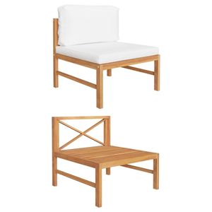 เก้าอี้สวนขนาดกลาง ทำจากไม้สักสีครีมและผ้าโพลีเอสเตอร์ ดีไซน์สไตล์โซฟาที่นั่งสบาย - Product Image 1