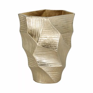 Jarrón de Mesa Contemporáneo Smoke Bloom, Hecho a Mano, Acabado Dorado, Diseño Geométrico, Pieza de Arte Decorativa - Product Image 3