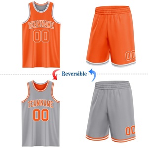 Conjunto de Camiseta y Pantalones Cortos de Baloncesto Reversibles OEM, Naranja y Gris, Nombre del Equipo Sublimado 00, Malla Transpirable, Ropa Deportiva Unisex para Adultos - Product Image 1