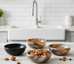 Cuencos para Ensalada de Estilo Animal Hechos a Mano y Pulidos, Recuerdo de Boda de Lujo, Artesanía de Cuerno Natural para el Hogar - Product Image 1