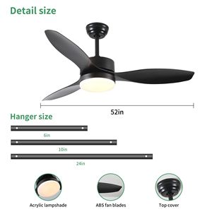 Ventilatore da soffitto moderno da 52 pollici per interni/esterni con kit luci LED a scelta, motore AC/DC 220V, CCT dimmerabile per camera da letto e soggiorno, nero - Product Image 5