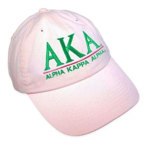 Gorra de Béisbol Ajustable de Algodón Rosa Bordada con la Línea AKA World Famous, Gorro de la Hermandad Griega para Eventos de Mujeres - Product Image 1