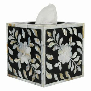 Caja de pañuelos de madera con incrustaciones de hueso, diseño ecológico, moderno, hecho a mano, de lujo, decorativo, para sala de estar u oficina, práctico. - Product Image 3