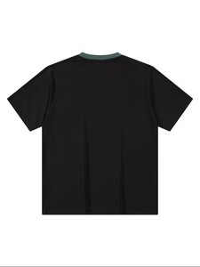Camiseta de Verano para Hombre, Cuello Redondo, Color Sólido, Manga Corta, Mezcla Microelástica, Corte Regular, Hombros Caídos, Transpirable, Informal - Product Image 3