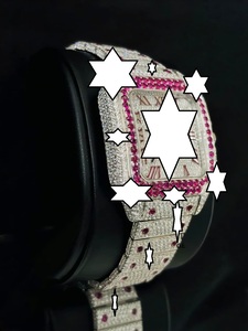 Montre de luxe NYC DIAMOND EMPIRE à mouvement automatique japonais, boîtier carré en acier inoxydable, cadran de 41 mm, moissanite rose - Product Image 4