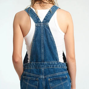 Mejor Proveedor: Mono Vaquero de Mujer con Rasgaduras y Efecto Desgastado, Elástico, Corte Regular, Cintura Media, 100% Algodón Ecológico, Ideal para Verano - Product Image 4