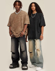 Camiseta Oversize Vintage de Algodón Pesado con Lavado Ácido al por Mayor, Camisetas Oversize Lisas de Algodón de Alta Calidad a Precio Económico OEM - Product Image 3