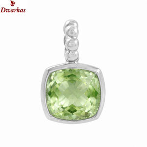 Colgante de diseño perfecto para niñas, con piedra de amatista verde, collar de plata de ley 925 con colgante de piedra preciosa, con sello 925. - Product Image 1