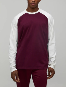 T-shirt à manches longues pour homme, coupe oversize, blocs de couleur, raglan, 240 GSM, 100% coton, éco-responsable, épaules tombantes, logo personnalisé OEM, vente en gros - Product Image 5