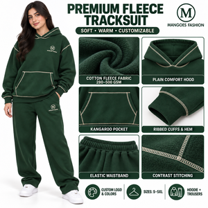 MANGOES FASHION Survêtement Homme Vert à Capuche en Coton Lourd 100% Coton, Couleur Unie, Coupe Droite, Décontracté, Manches Longues, Sweat-shirt et Pantalon - Product Image 6
