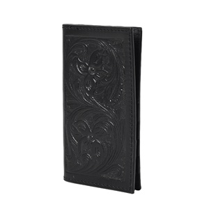 Black Western Floral Hand Tooled Leather <b>Passport</b> <b>Cover</b> Zipper Closure Credit Card Holder Handmade Travel Wallet - Product Image 3