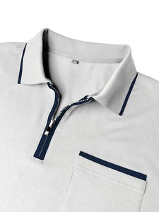 Camiseta Polo de Poliéster y Algodón, Moda Casual para Hombre, Color Sólido, Manga Corta, Camiseta Polo de Punto de Algodón para Hombre, Color Sólido Informal - Product Image 5
