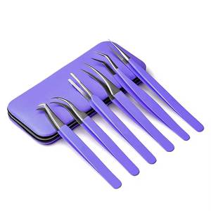 ชุดแหนบต่อขนตา Morje Surgical Precision สแตนเลสสตีล ปลายเรียบ 10 มม. ด้ามสีม่วง ชุด 6 ชิ้น สำหรับต่อขนตา - Product Image 1