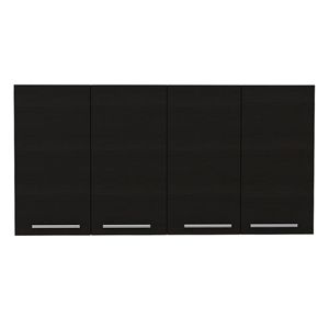 Armadio a Muro Nero 120 con Quattro Ante e Due Ripiani, Mobili da Cucina Doppi - Product Image 2