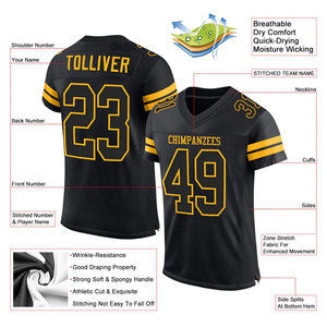 Camiseta de Fútbol Americano Personalizable para Hombre, Transpirable, 100% Poliéster, Cuello en V, Corte Regular, Manga Corta, Antibacteriana, Resistente al Calor - Product Image 3