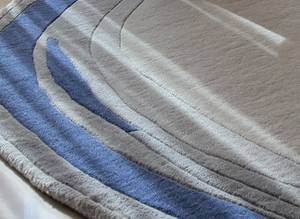 พรมอินเดียสีน้ำเงิน ลายโมเดิร์นแบบนามธรรม รูปทรงไม่สม่ำเสมอ ทอมือจากขนแกะนิวซีแลนด์ สำหรับตกแต่งบ้าน ป้องกันการหลุดร่วง ป้องกันคราบสกปรก ขนสูง - Product Image 3