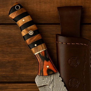 Cuchillo de Caza de Acero de Damasco con Funda de Cuero – Hecho a Mano - Product Image 2