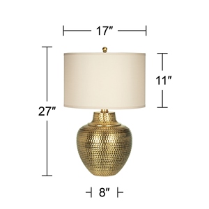 Elegant design Hammered Gold <b>Table</b> Lamp Luxury Textured Metal Base White Fabric Shade Elegant <b>Bedside</b> Nightstand Light Home Deco - Product Image 6