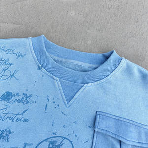 T-shirts Manufacturer Vintage Washed Crew Neck French Terry <b>Tshirts</b> Mens Custom logo Printed Thick Cotton Long Sleeve Shirt - Product Image 3