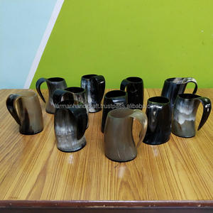 Mug en corne de buffle fait main, forme naturelle, poli, style rustique, vaisselle décorative pour la maison à prix avantageux - Product Image 2