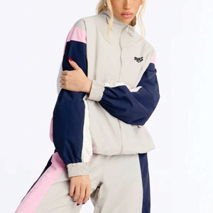 Trendy Pink Custom Women's Color <b>Block</b> Tracksuit Waterproof Windbreaker Windproof Set Lightweight Woven Activewear OEM Hoodies - Product Image 4