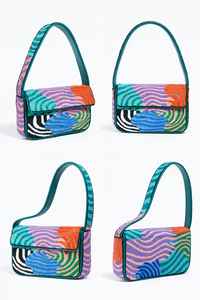 Bolso de Hombro de Lujo Hecho a Mano con Cuentas para Mujer, Diseño Abstracto de Ondas, Colorido, de Diseñador, Moderno, de Boutique - Product Image 4
