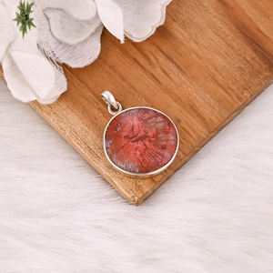 Wholesale 925 Sterling Silver Pendant Red Horn <b>Coral</b> Unique Dainty Silver Pendant Healing Gemstone Gift Weddings - Product Image 3