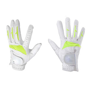 Gants de golf blancs DARIB IMPEX, vert néon, respirants, en cuir véritable, à doigts complets, pour hommes, fermeture à tirette, spéciaux - Product Image 1