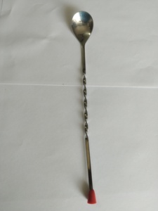 Cuchara de Bar Portátil Reutilizable de Acero Inoxidable Ecológica con Perilla Roja - Product Image 1